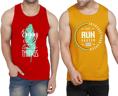 WOOSTRO Printed Men Round Neck Red, Yellow, White T-Shirt