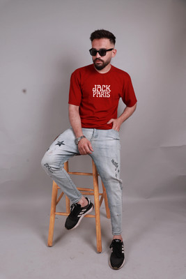 JP Creation Typography Men Round Neck Maroon T-Shirt