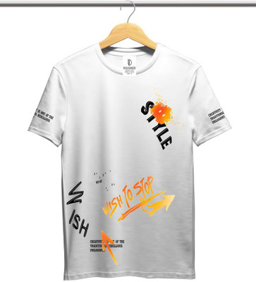 Doomee Printed Men Round Neck White T-Shirt