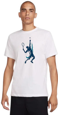 Attirea Printed Men Round Neck White T-Shirt