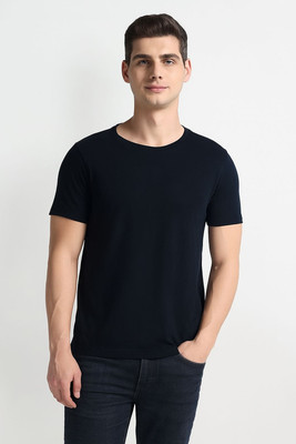MH MOGHAHILLS Solid Men Round Neck Black T-Shirt
