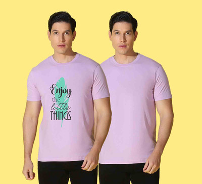 WOOSTRO Printed Men Round Neck Purple T-Shirt