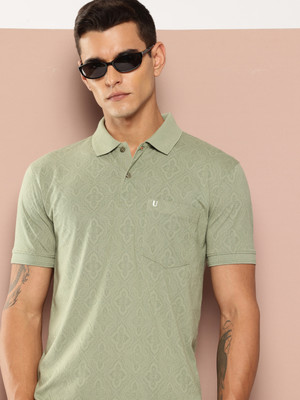 UNIBERRY Solid Men Polo Neck Light Green T-Shirt