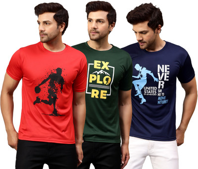 Garmin Printed Men Round Neck Multicolor T-Shirt