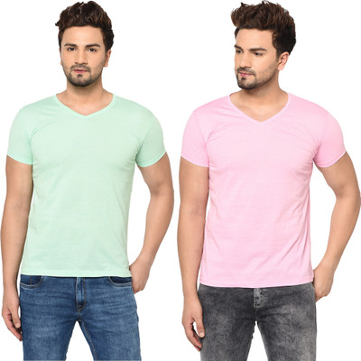Adorbs Trend Solid Men V Neck Multicolor T-Shirt