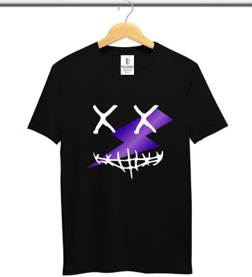 Doomee Printed Men Round Neck Black T-Shirt