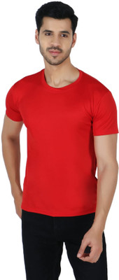 Newsingh Solid Men Round Neck Red T-Shirt