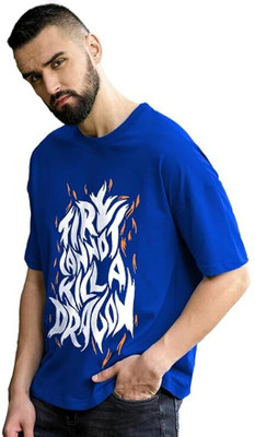 miller johnson Graphic Print Men Round Neck Blue T-Shirt