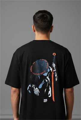 KALOTH Printed Men Round Neck Black T-Shirt