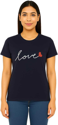 Sample Printed Women Round Neck Maroon T-Shirt