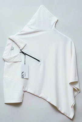 N AND J Solid Men Polo Neck White T-Shirt