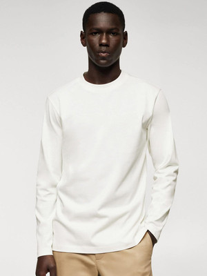 OrrganicChics Solid Men Round Neck White T-Shirt