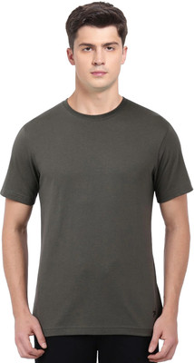 JOCKEY Solid Men Round Neck Dark Green T-Shirt