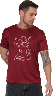 UPTRADE Graphic Print Men Round Neck Maroon T-Shirt