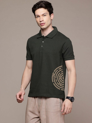 Moda Rapido Graphic Print Men Polo Neck Dark Green T-Shirt