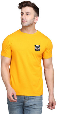 Money Leaf Solid Men Round Neck Yellow T-Shirt