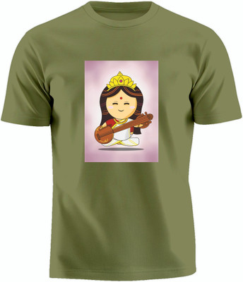 Luv My India Printed Couple Round Neck Green T-Shirt