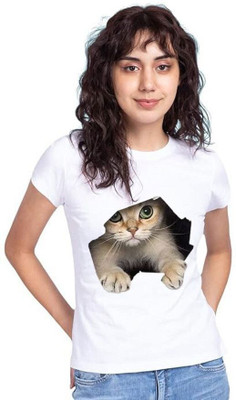 VAMIKHAFASHION Graphic Print Women Round Neck White T-Shirt
