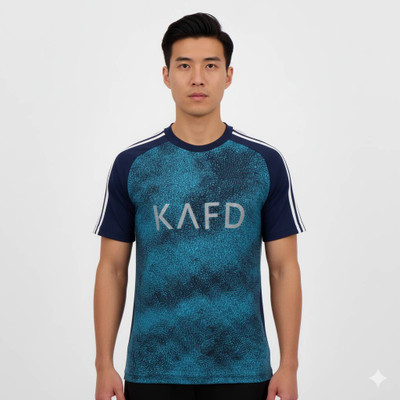 Thiva Printed Men Round Neck Blue T-Shirt