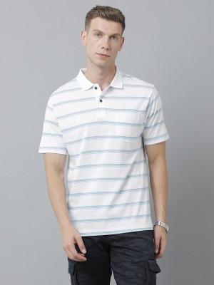 Classic Polo Striped Men Polo Neck White T-Shirt