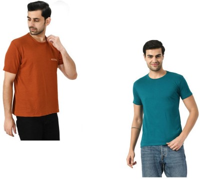 IndiWeaves Solid Men Round Neck Multicolor T-Shirt