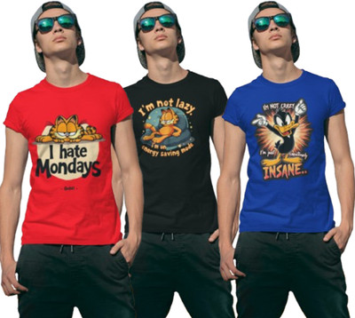 Stylewill Graphic Print Men Round Neck Red, Black, Blue T-Shirt