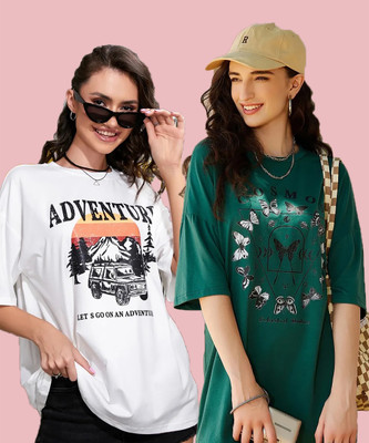 MOD YOUNG Printed Women Round Neck Multicolor T-Shirt