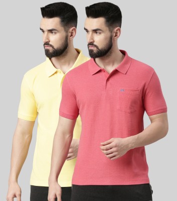 Force NXT Solid Men Polo Neck Multicolor T-Shirt