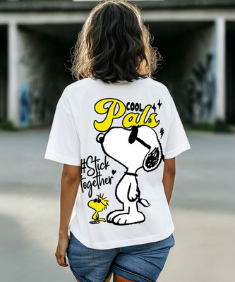 BEWAKOOF Graphic Print Women Round Neck White T-Shirt