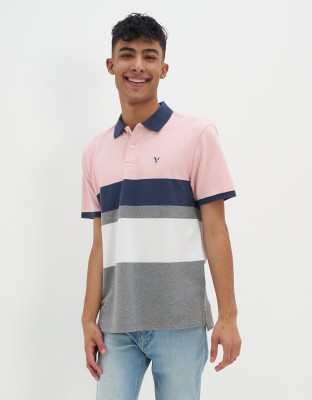 American Eagle Colorblock Men Polo Neck Multicolor T-Shirt