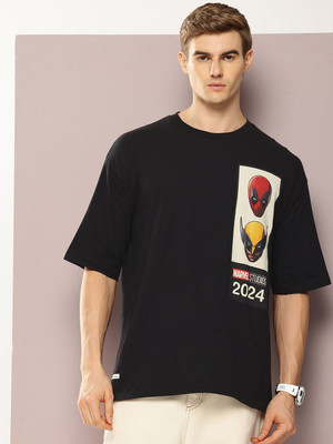 Kook N Keech Printed Men Round Neck Black T-Shirt