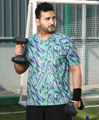 Instafab Plus Printed Men V Neck Multicolor T-Shirt