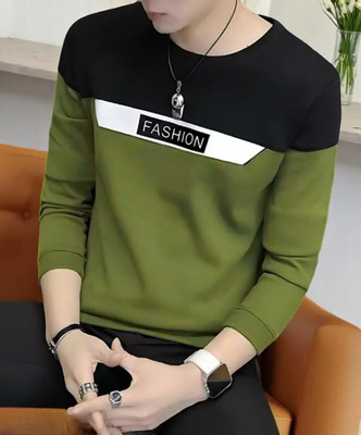FASHIUM Printed Men Round Neck Dark Green, Black T-Shirt