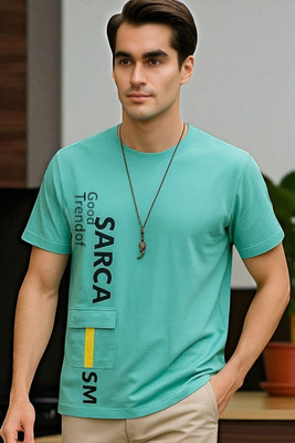 Autna Printed Men Round Neck Green T-Shirt
