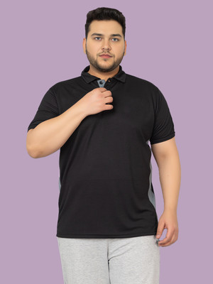 Sztori Solid Men Polo Neck Black T-Shirt