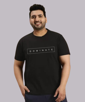 KIXO PLUS Printed Men Round Neck Black T-Shirt
