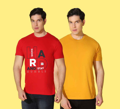 WOOSTRO Typography, Solid Men Round Neck Multicolor T-Shirt