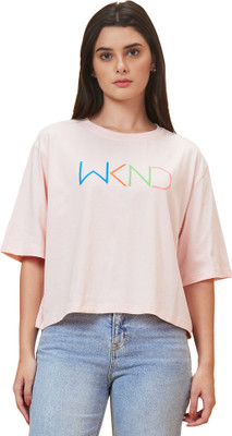 Globus Printed Women Round Neck Pink T-Shirt