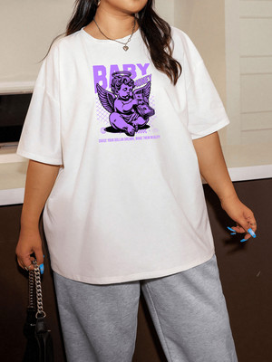 SZN Printed Women Round Neck White T-Shirt