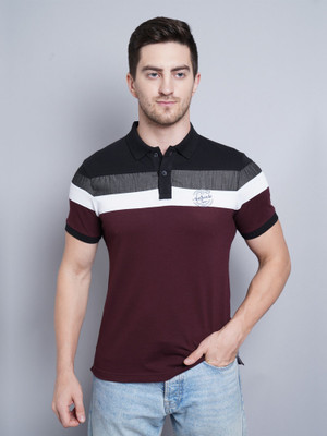 DAVNO Colorblock Men Polo Neck Multicolor T-Shirt