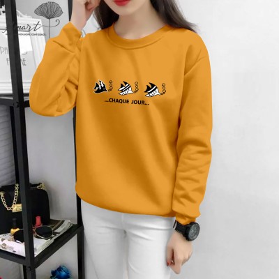 herry fashion Printed, Typography Women Round Neck Yellow T-Shirt