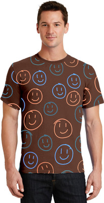 SONI BROS Printed Men Round Neck Brown T-Shirt