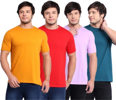 BETROST Solid Men Round Neck Yellow, Red, Purple, Dark Green T-Shirt