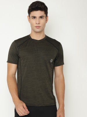 CHKOKKO Solid Men Round Neck Green T-Shirt