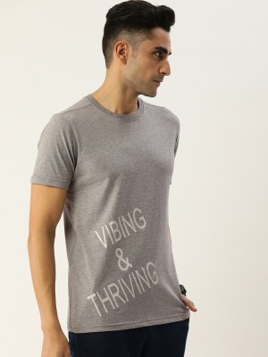 FOREVER 21 Printed Men Round Neck Grey T-Shirt