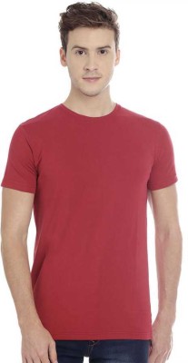 Bodytech Solid Men Round Neck Red T-Shirt