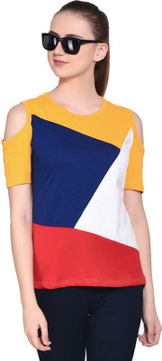 Trendfull Geometric Print Women Round Neck Multicolor T-Shirt