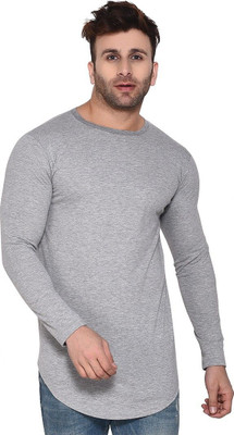 Trendfull Solid Men Round Neck Grey T-Shirt