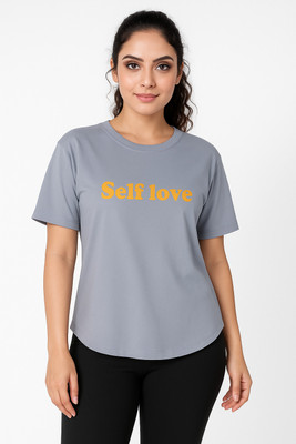 MYo2 Solid Women Round Neck Grey T-Shirt