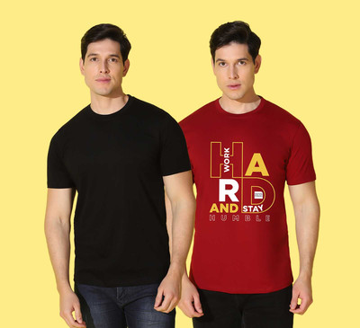 WOOSTRO Typography, Solid Men Round Neck Multicolor T-Shirt